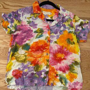 Jam’s World • Floral Print Button-Up Top Women XS